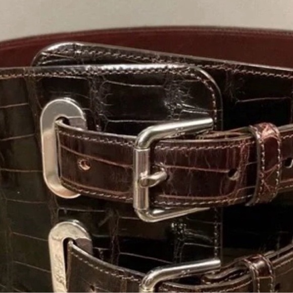Ralph Lauren Fall '05 Runway Brown American Alligator 2 Buckle Wide Corset Belt - Picture 10 of 11